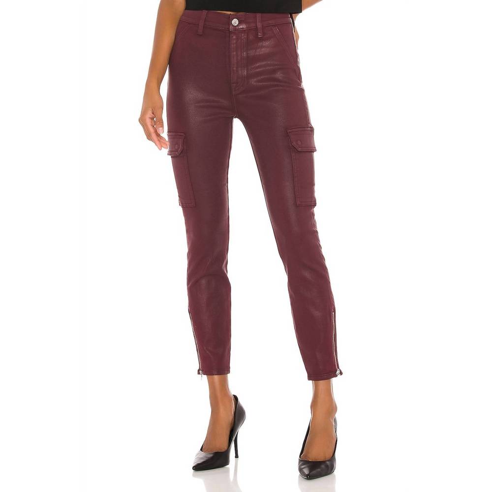 NEW 7 FOR ALL MANKIND skinny cargo with faux front pockets in merlot coated